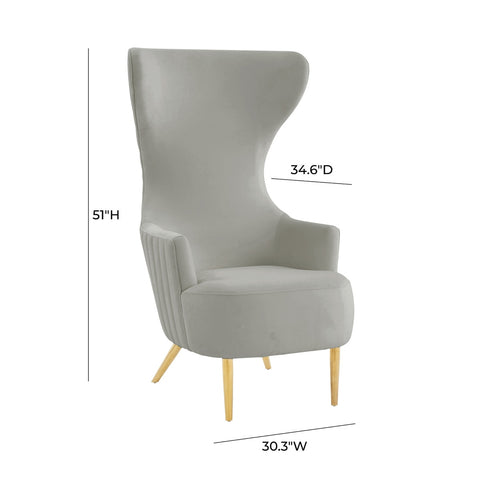 Julia Grey Velvet Channel Tufted Wingback Chair By Inspire Me! Home Decor Model: TOV-IHS68510