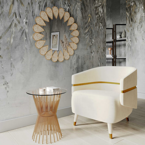 Ayla Cream Velvet Accent Chair by Inspire Me! Home DÃ©cor Model: TOV-IHS68545
