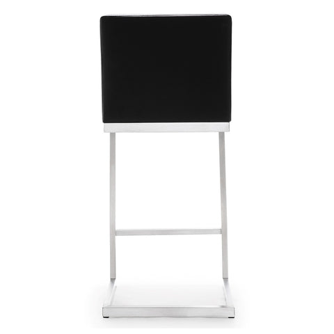 Parma Black Performance Vegan Leather and Stainless Steel Counter Stool - Set of 2 Model: TOV-K3604