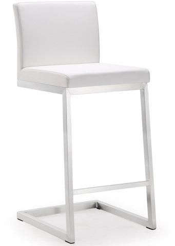 Parma White Performance Vegan Leather and Stainless Steel Counter Stool - Set of 2 Model: TOV-K3605