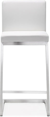 Parma White Performance Vegan Leather and Stainless Steel Counter Stool - Set of 2 Model: TOV-K3605