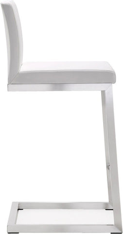 Parma White Performance Vegan Leather and Stainless Steel Counter Stool - Set of 2 Model: TOV-K3605