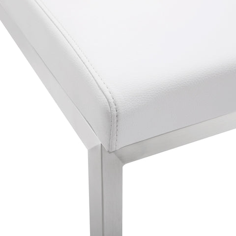 Parma White Performance Vegan Leather and Stainless Steel Counter Stool - Set of 2 Model: TOV-K3605