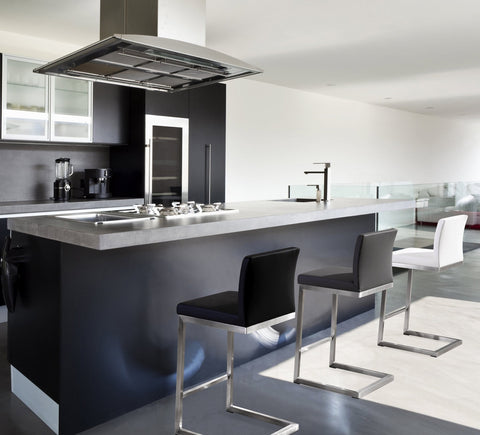 Parma Grey Performance Vegan Leather and Stainless Steel Counter Stool - Set of 2 Model: TOV-K3606