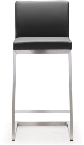 Parma Grey Performance Vegan Leather and Stainless Steel Counter Stool - Set of 2 Model: TOV-K3606