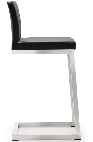 Parma Grey Performance Vegan Leather and Stainless Steel Counter Stool - Set of 2 Model: TOV-K3606