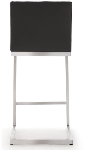 Parma Grey Performance Vegan Leather and Stainless Steel Counter Stool - Set of 2 Model: TOV-K3606