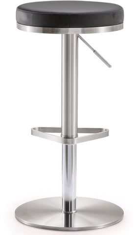 Fano Black Performance Vegan Leather and Stainless Steel Adjustable Barstool Model: TOV-K3613
