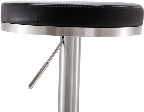 Fano Black Performance Vegan Leather and Stainless Steel Adjustable Barstool Model: TOV-K3613