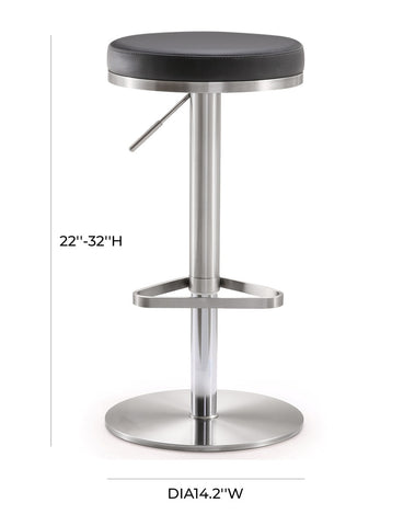Fano Black Performance Vegan Leather and Stainless Steel Adjustable Barstool Model: TOV-K3613