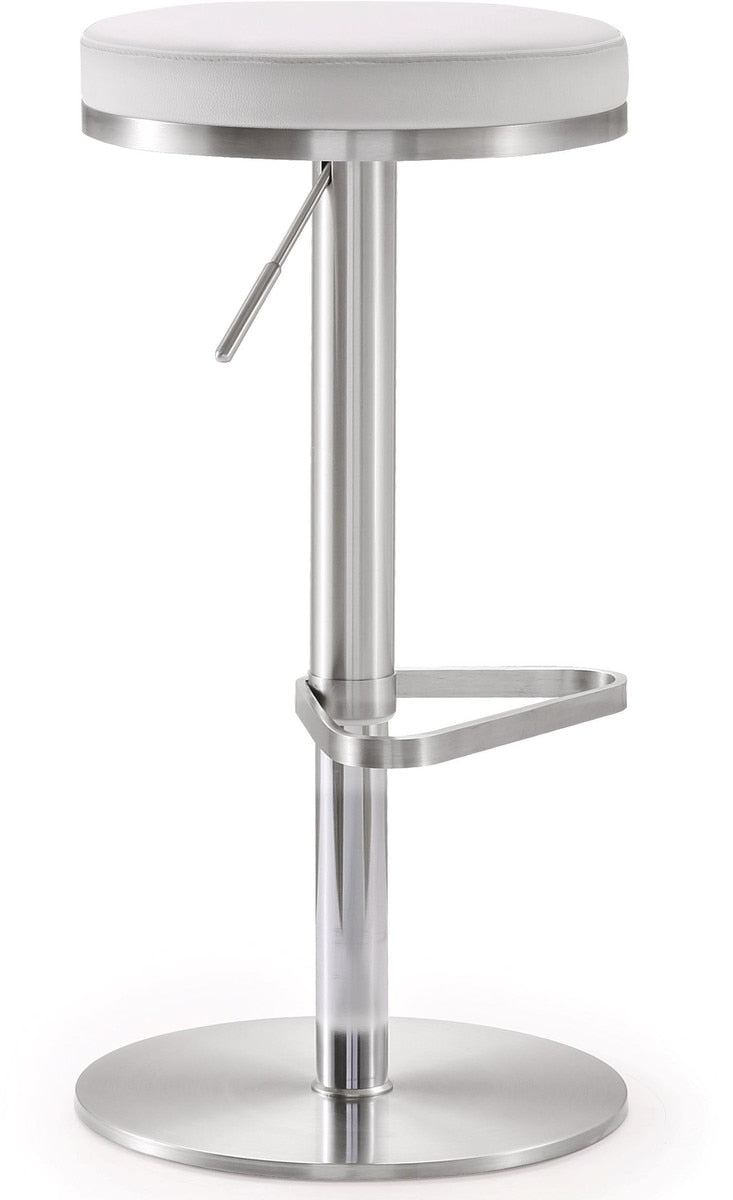 Fano White Performance Vegan Leather and Stainless Steel Adjustable Barstool Model: TOV-K3614
