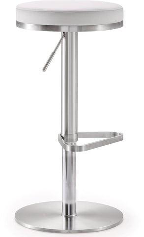 Fano White Performance Vegan Leather and Stainless Steel Adjustable Barstool Model: TOV-K3614