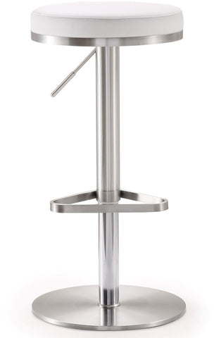 Fano White Performance Vegan Leather and Stainless Steel Adjustable Barstool Model: TOV-K3614