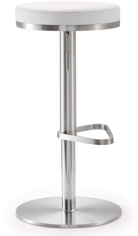 Fano White Performance Vegan Leather and Stainless Steel Adjustable Barstool Model: TOV-K3614