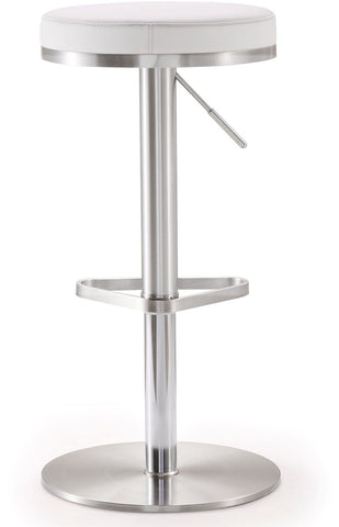 Fano White Performance Vegan Leather and Stainless Steel Adjustable Barstool Model: TOV-K3614