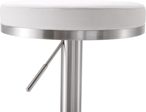 Fano White Performance Vegan Leather and Stainless Steel Adjustable Barstool Model: TOV-K3614