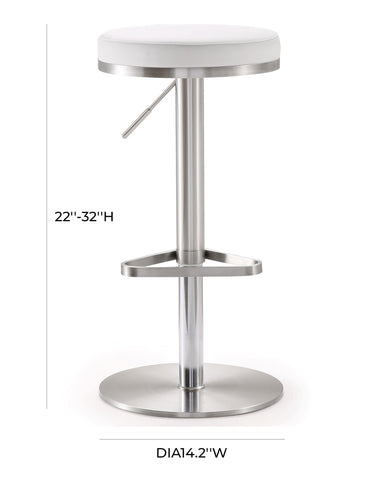 Fano White Performance Vegan Leather and Stainless Steel Adjustable Barstool Model: TOV-K3614