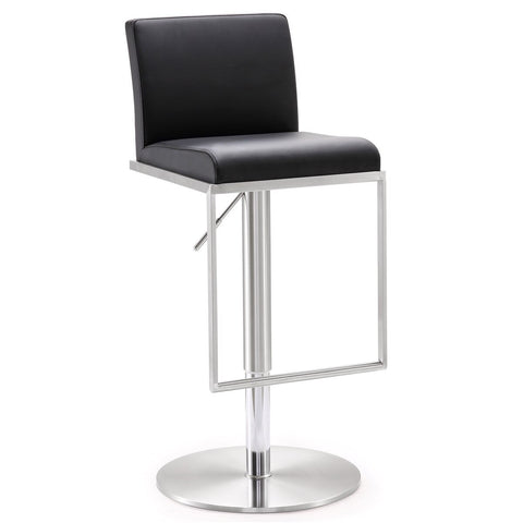 Amalfi Black Performance Vegan Leather Adjustable Stool Model: TOV-K3615