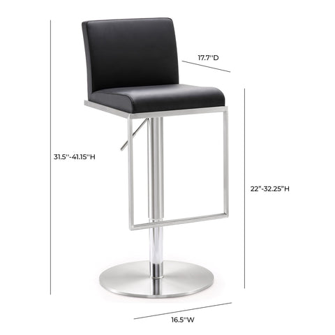 Amalfi Black Performance Vegan Leather Adjustable Stool Model: TOV-K3615