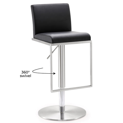 Amalfi Black Performance Vegan Leather Adjustable Stool Model: TOV-K3615