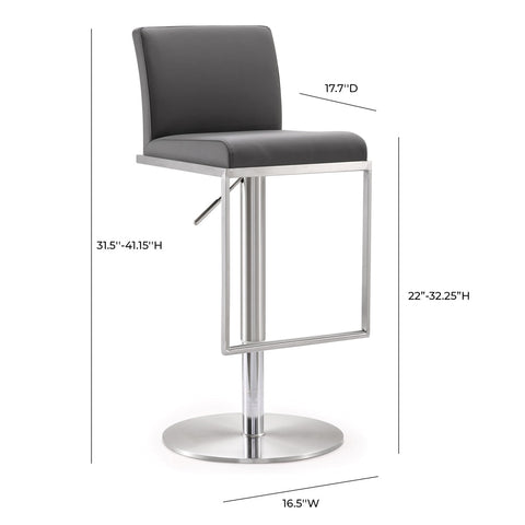 Amalfi Grey Performance Vegan Leather Adjustable Stool Model: TOV-K3616