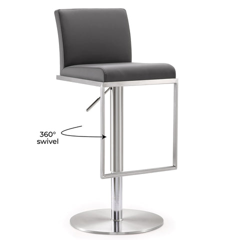 Amalfi Grey Performance Vegan Leather Adjustable Stool Model: TOV-K3616