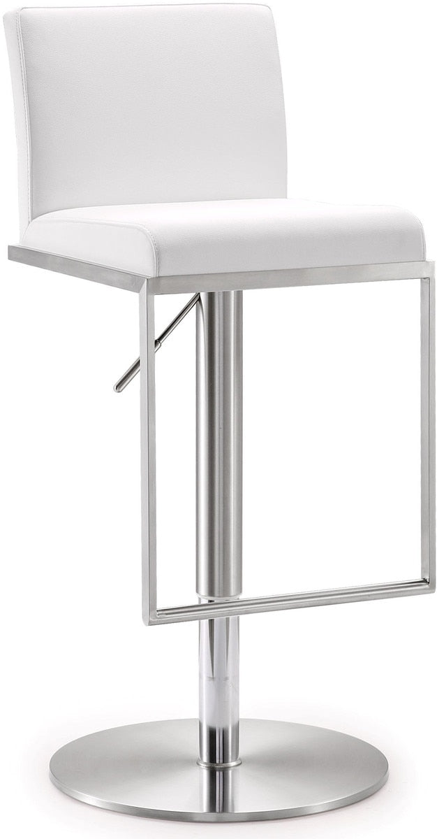 Amalfi White Performance Vegan Leather Adjustable Stool Model: TOV-K3617