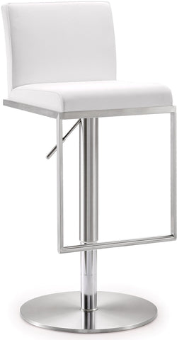 Amalfi White Performance Vegan Leather Adjustable Stool Model: TOV-K3617