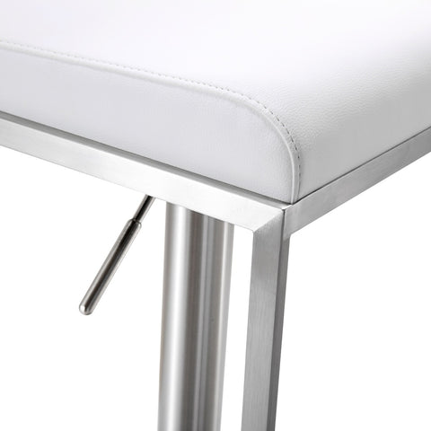 Amalfi White Performance Vegan Leather Adjustable Stool Model: TOV-K3617