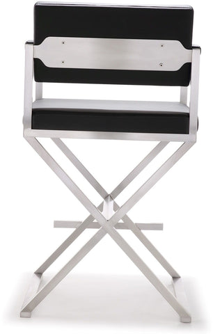 Director Black Performance Vegan Leather and Stainless Steel Counter Stool Model: TOV-K3623