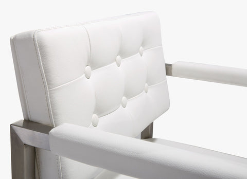 Director White Performance Vegan Leather and Stainless Steel Counter Stool Model: TOV-K3624