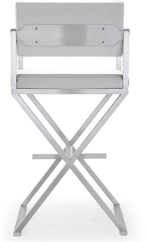 Director White Performance Vegan Leather and Stainless Steel Barstool Model: TOV-K3626