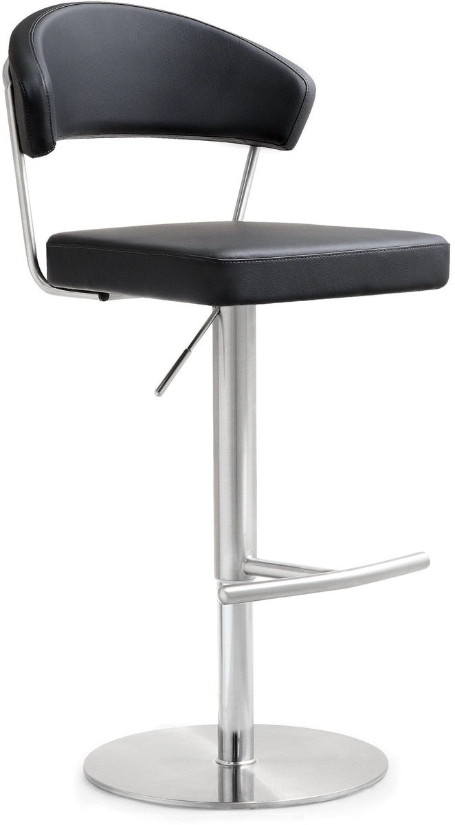 Cosmo Black Performance Vegan Leather and Stainless Steel Barstool Model: TOV-K3627
