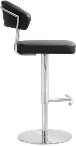 Cosmo Black Performance Vegan Leather and Stainless Steel Barstool Model: TOV-K3627