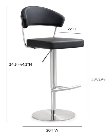 Cosmo Black Performance Vegan Leather and Stainless Steel Barstool Model: TOV-K3627