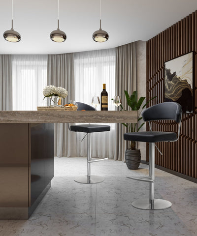 Cosmo Black Performance Vegan Leather and Stainless Steel Barstool Model: TOV-K3627