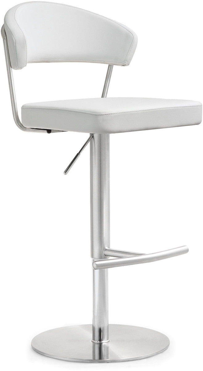 Cosmo White Performance Vegan Leather and Stainless Steel Barstool Model: TOV-K3628