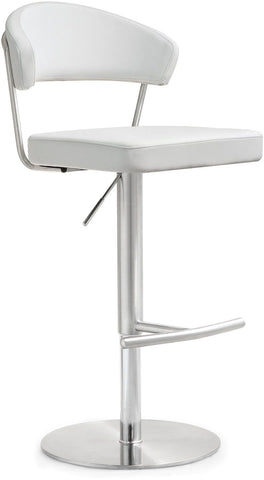 Cosmo White Performance Vegan Leather and Stainless Steel Barstool Model: TOV-K3628