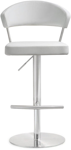 Cosmo White Performance Vegan Leather and Stainless Steel Barstool Model: TOV-K3628