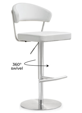 Cosmo White Performance Vegan Leather and Stainless Steel Barstool Model: TOV-K3628