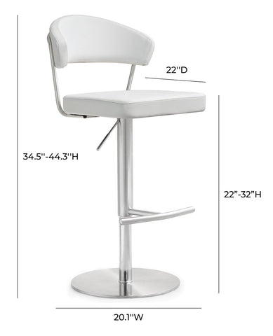 Cosmo White Performance Vegan Leather and Stainless Steel Barstool Model: TOV-K3628