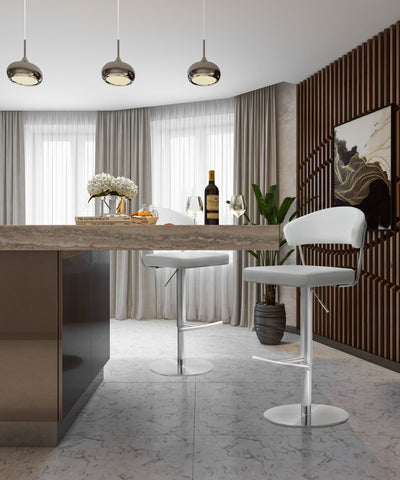 Cosmo White Performance Vegan Leather and Stainless Steel Barstool Model: TOV-K3628