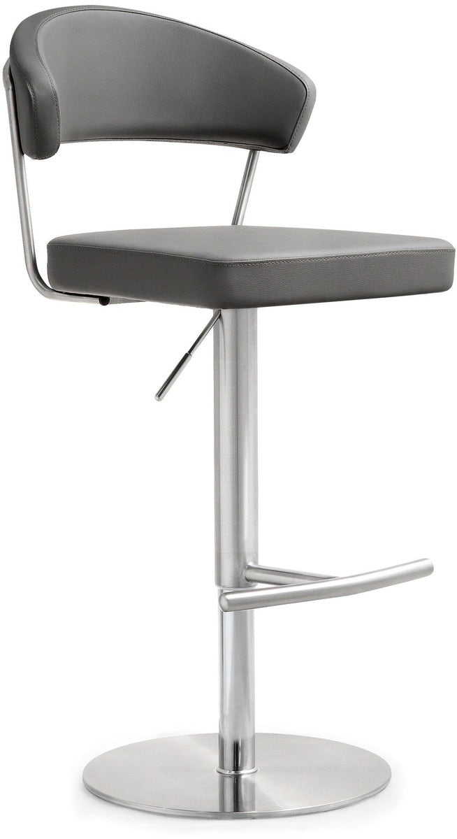Cosmo Grey Performance Vegan Leather and Stainless Steel Barstool Model: TOV-K3629