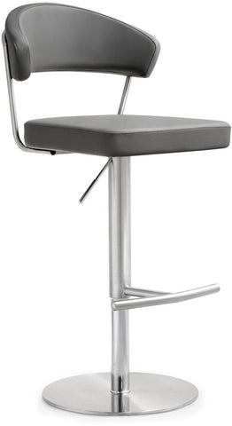 Cosmo Grey Performance Vegan Leather and Stainless Steel Barstool Model: TOV-K3629
