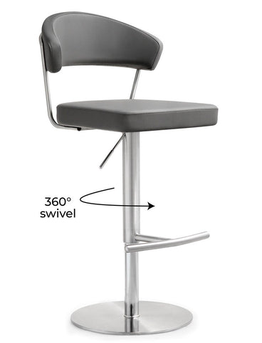 Cosmo Grey Performance Vegan Leather and Stainless Steel Barstool Model: TOV-K3629