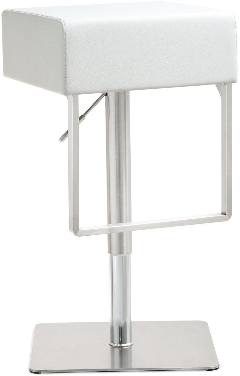 Seville White Performance Vegan Leather and Stainless Steel Adjustable Barstool Model: TOV-K3631