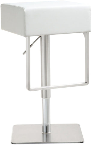 Seville White Performance Vegan Leather and Stainless Steel Adjustable Barstool Model: TOV-K3631