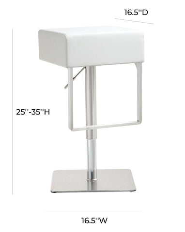 Seville White Performance Vegan Leather and Stainless Steel Adjustable Barstool Model: TOV-K3631