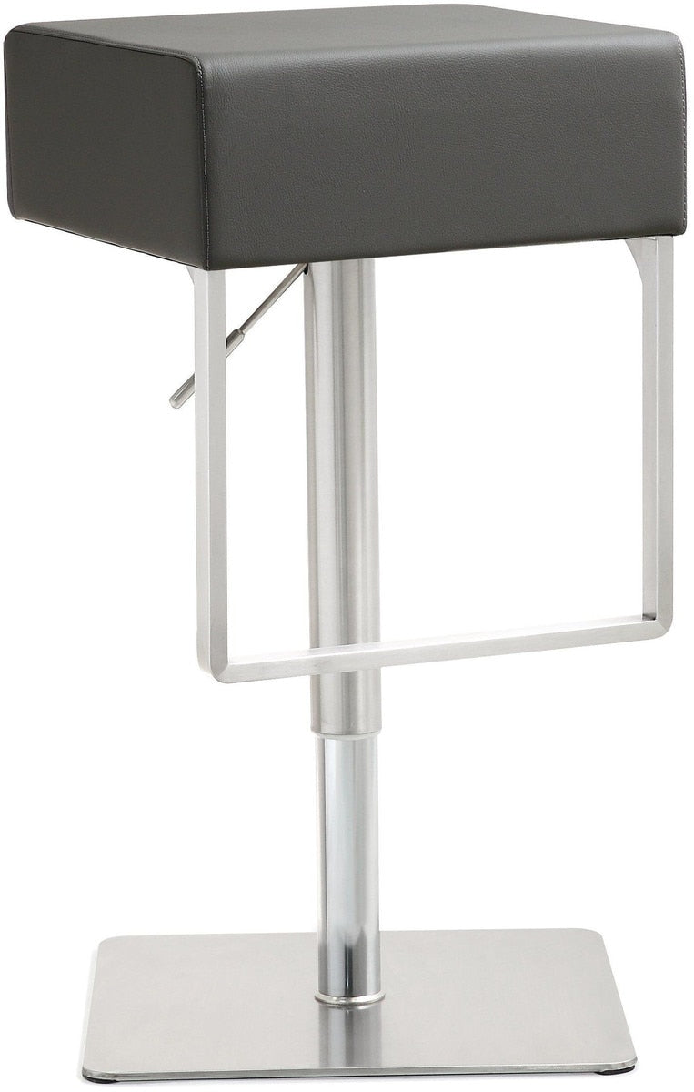 Seville Grey Performance Vegan Leather and Stainless Steel Adjustable Barstool Model: TOV-K3632