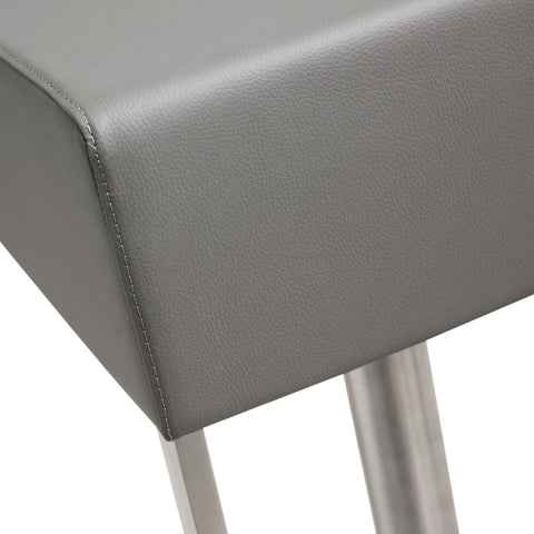 Seville Grey Performance Vegan Leather and Stainless Steel Adjustable Barstool Model: TOV-K3632